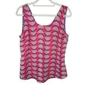 Kaari Blue Pink Shell Print Tank Top Size M Sleeveless Blouse